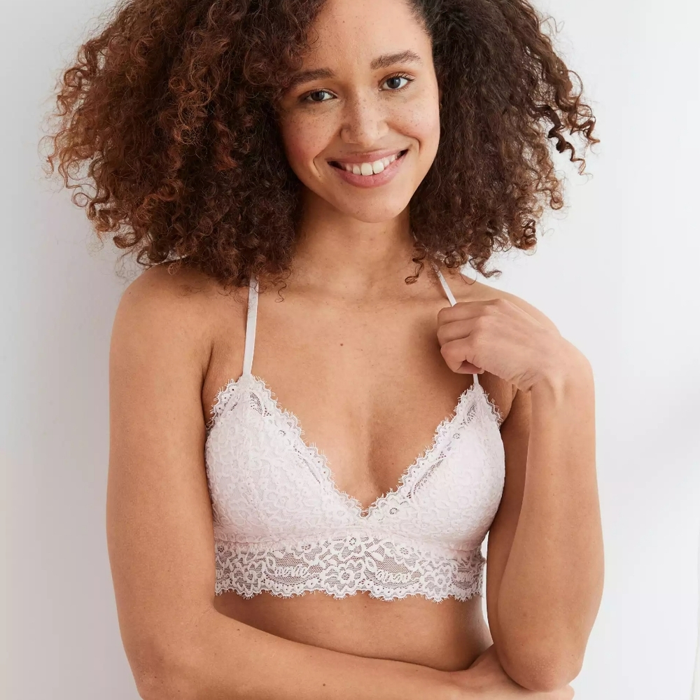 Aerie White Eyelash Lace Bralette